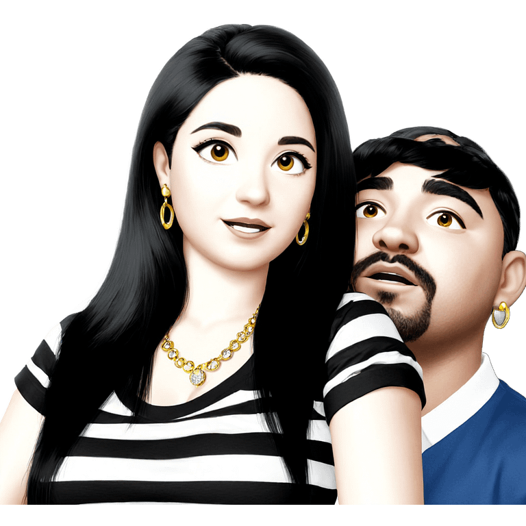 black hair couple with jewelry emoji