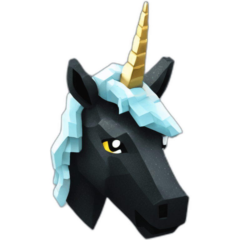 Minecraft Glitter Black Unicorn Head With Diamond Horn emoji