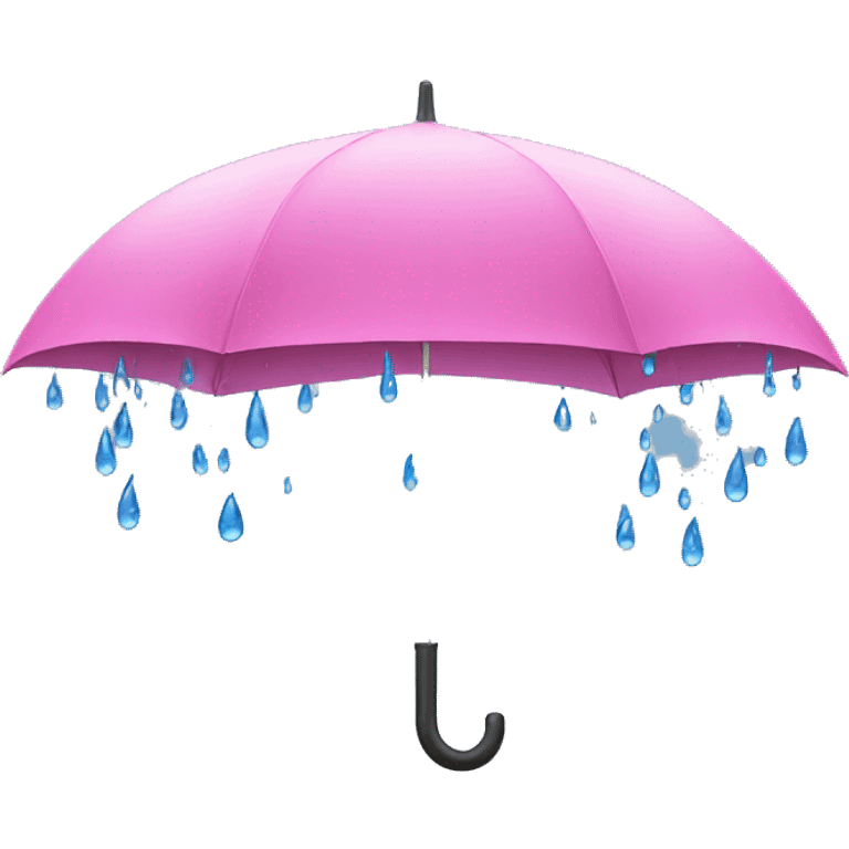 Pink umbrella with blue rain droplets emoji