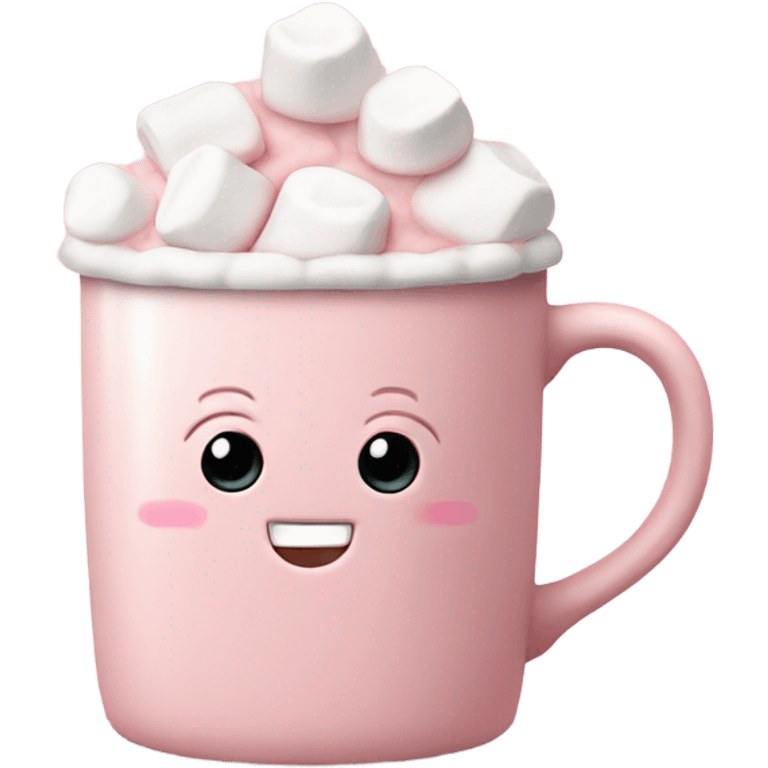 Light Pink mug of hot chocolate with marshmallows  emoji