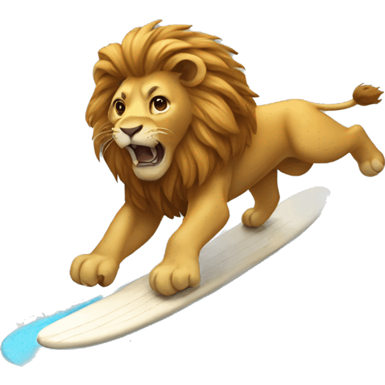 Lion surfing  emoji