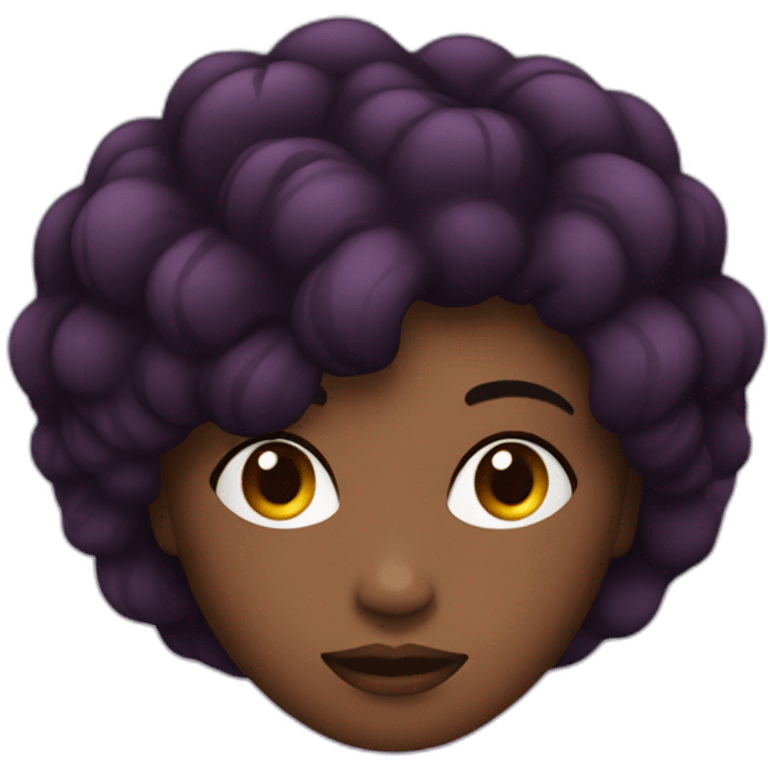 Femme avec les cheveux noir avec une aubergine emoji