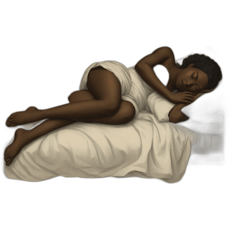 The folk african woman sleeping in bed, 17th century emoji