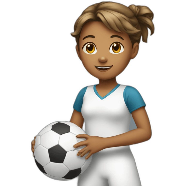 a young girl with a ball in full growth emoji