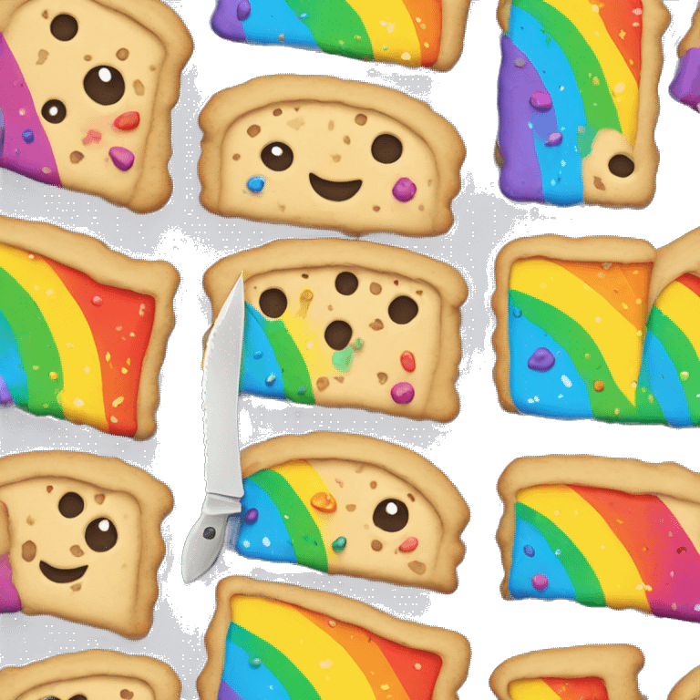 Rainbow poptart with a knife emoji