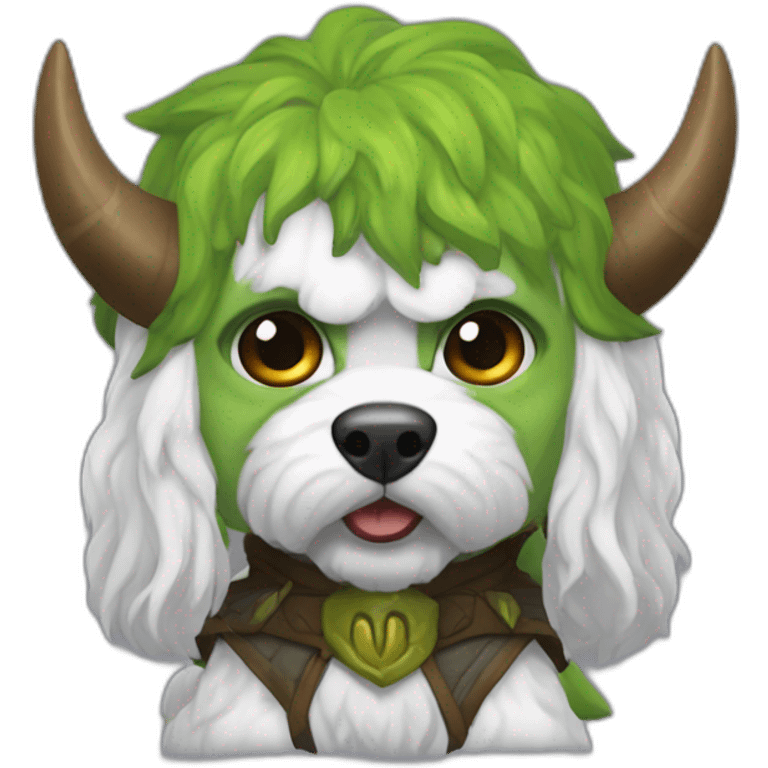 White cavapoo as Orc from World of Warcraft  emoji