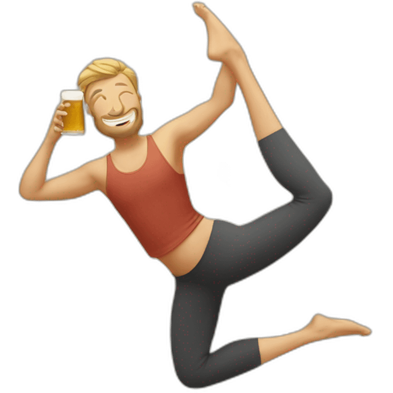 Yoga buvant une biere emoji