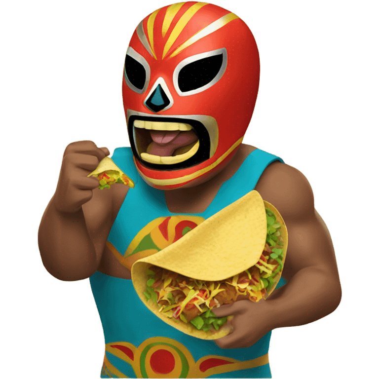 Luchador eating taco emoji