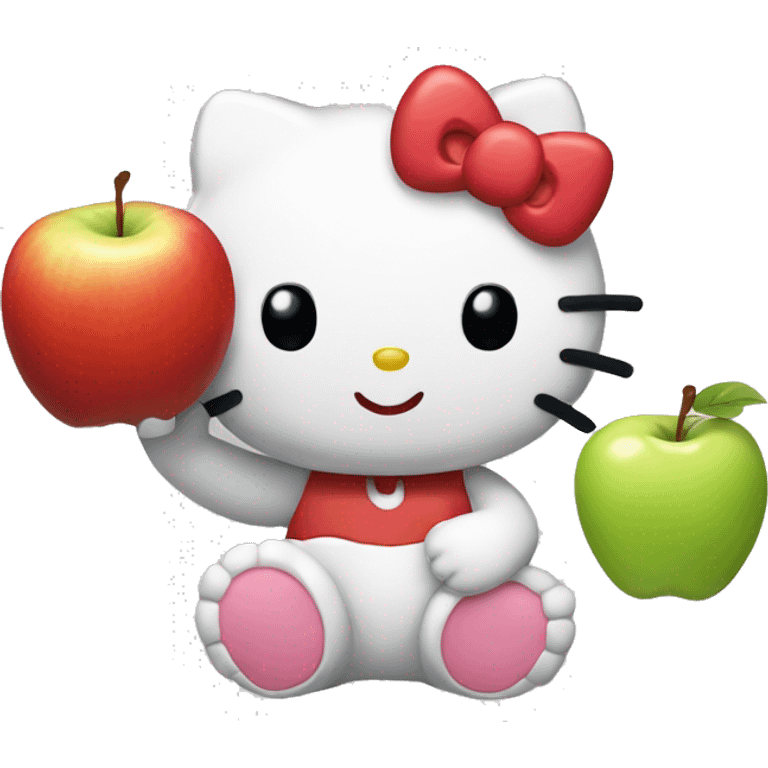 hello kitty eating apples emoji