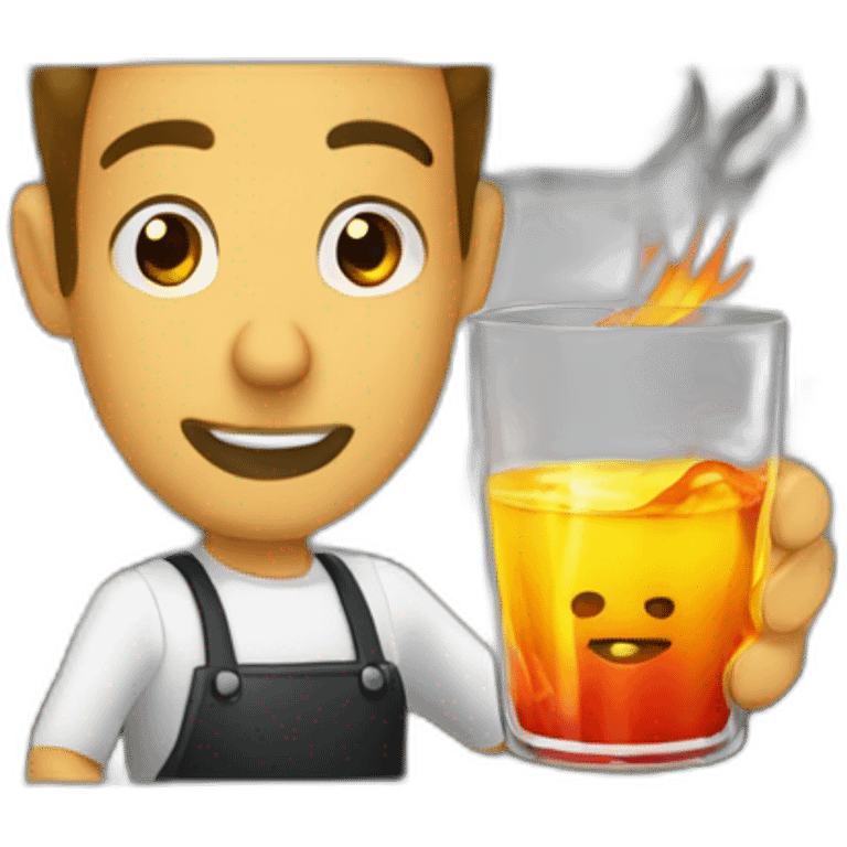 Barman qui a un verre en feu emoji