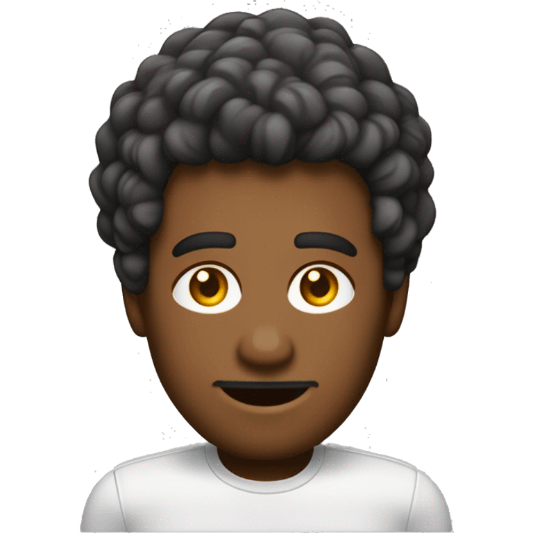 Um homem de cabelo castanho escuro curto, penteado de lado. Pele branca com sobrancelhas finas e olhos castanhos. Ele veste uma camisa vermelha do Flash com um círculo branco e um raio amarelo no centro. emoji