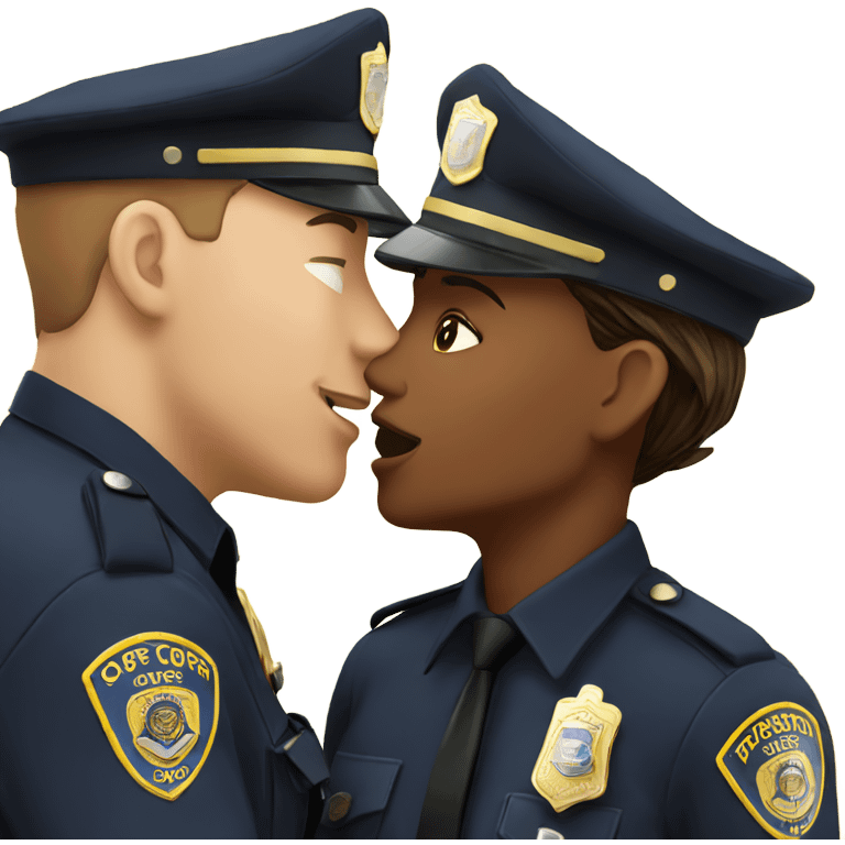 Female and male cops kissing  emoji