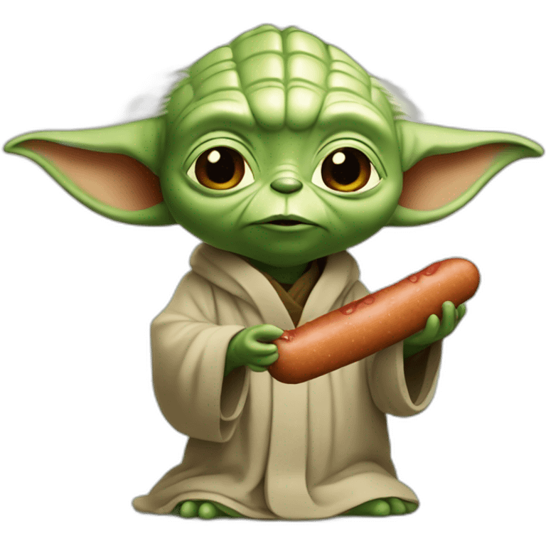 Yoda eating  sausage emoji