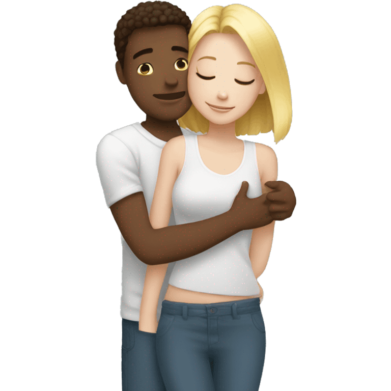 hugging white girlfriend and white boyfriend for the first time emoji