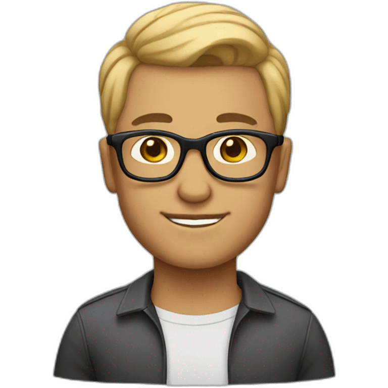 Man with light skin classic haircut and glasses emoji