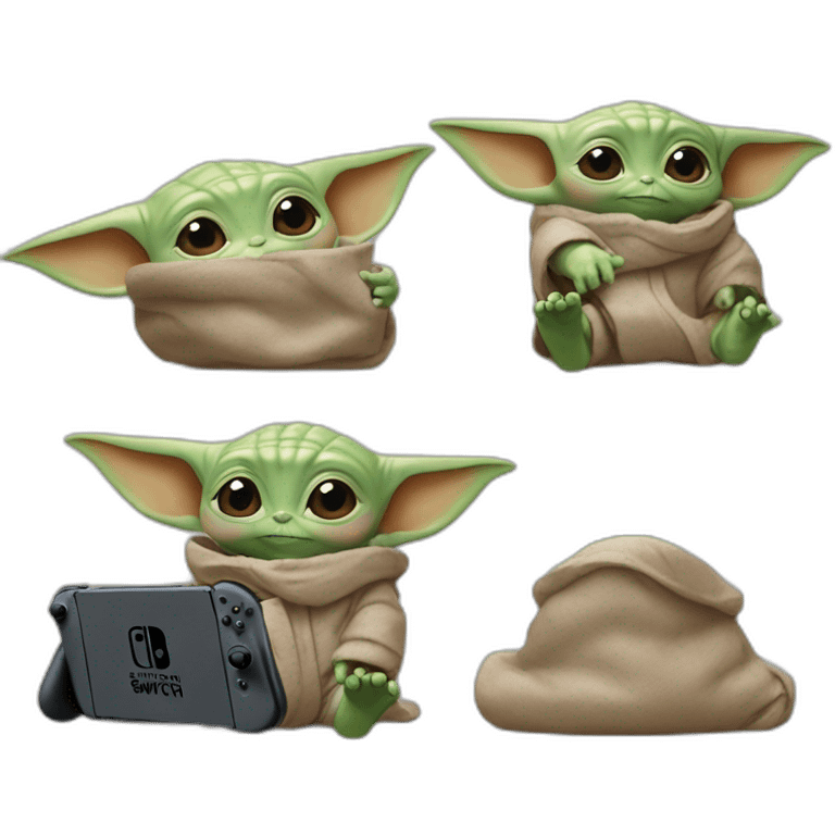 Baby Yoda qui mange une Nintendo Switch emoji