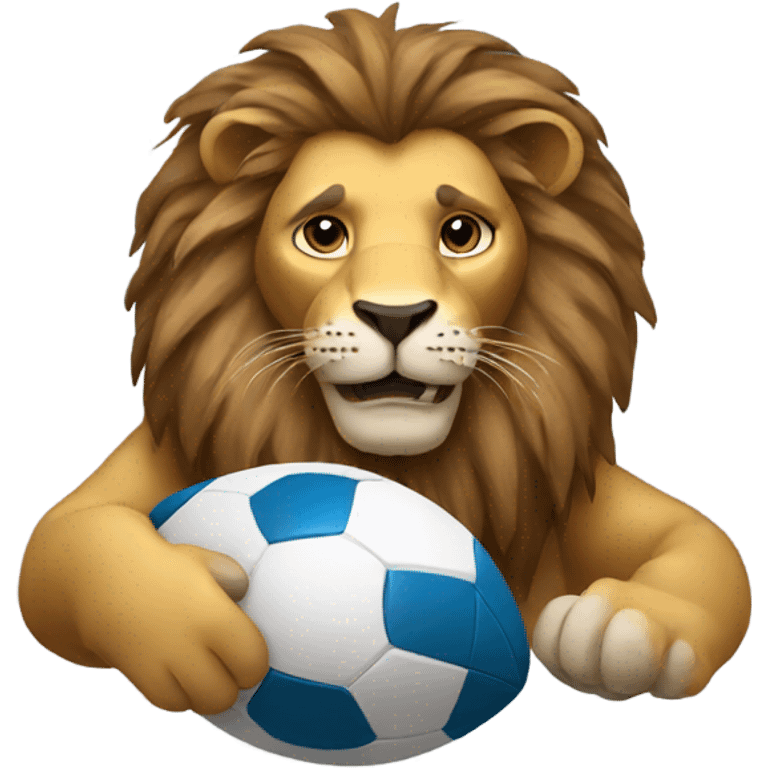 Lion holding a football emoji