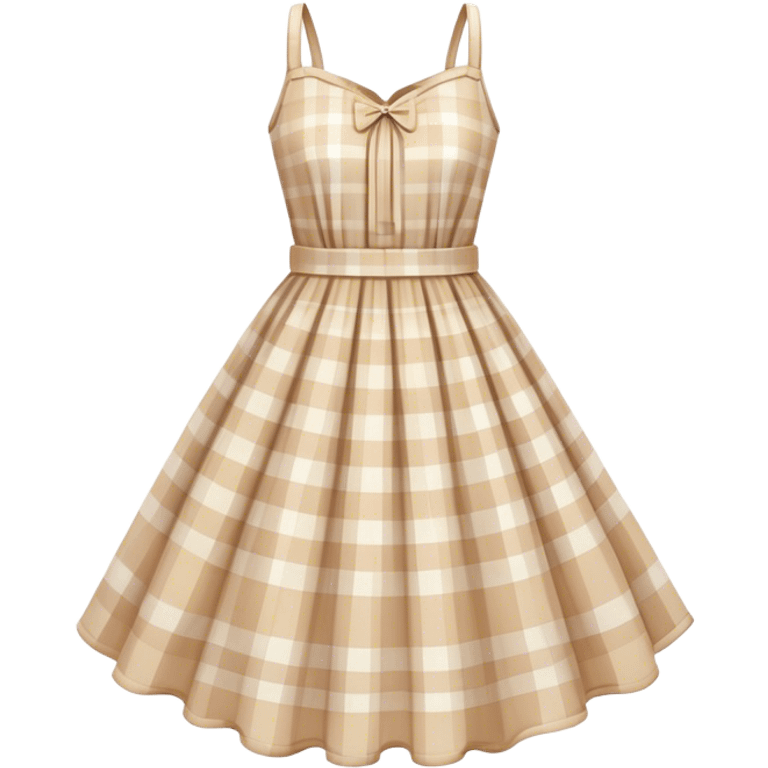 pastel beige plaid spring dress floating in the air emoji