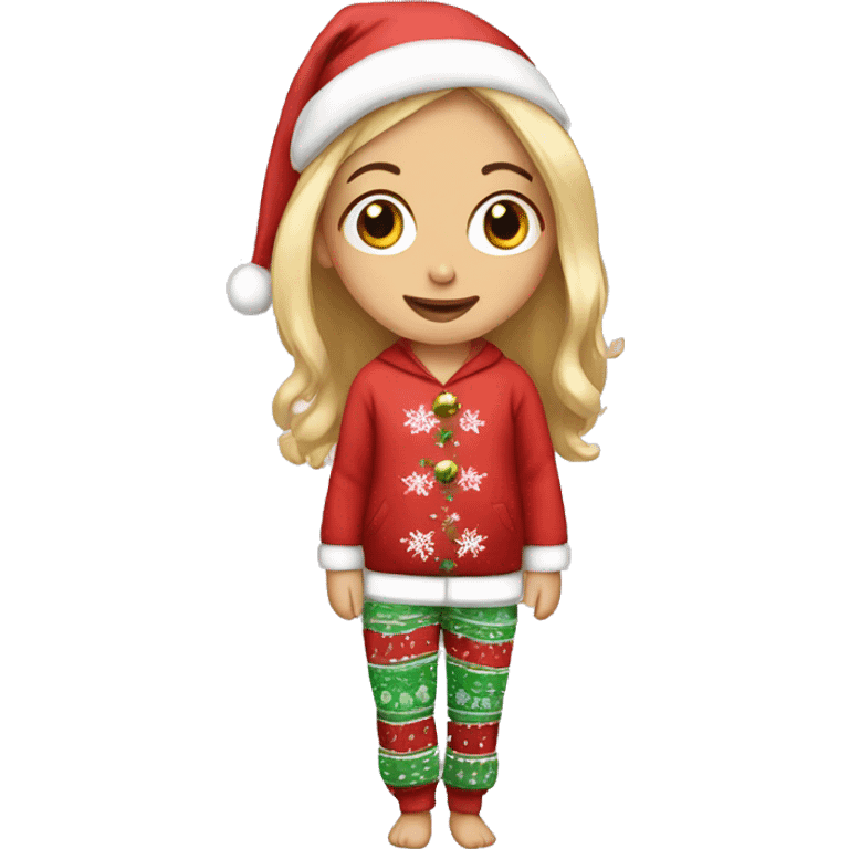 Girl in Christmas chill pyjama  emoji