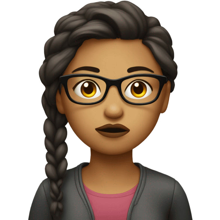 Girl with glasses pouting emoji