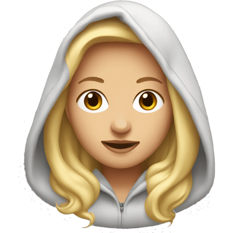 blonde woman wearing hoody emoji