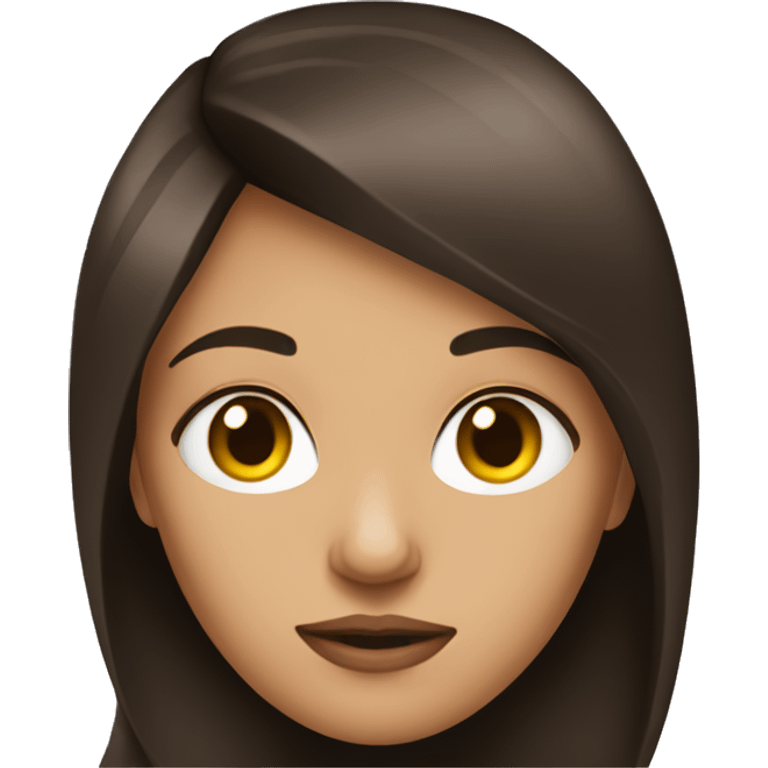 a brunette with resting bitch face emoji