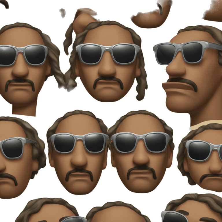 Snoop dogg wearing wire rimmed sunglasses and looking surprised while looking over them emoji