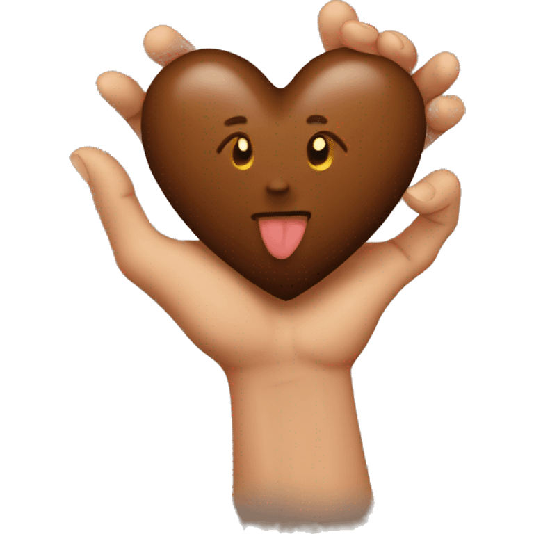 Brown heart in hand emoji