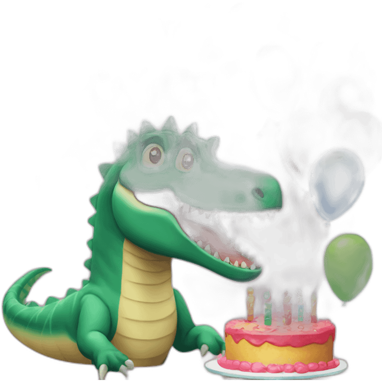 Spinosaurus in birthday party emoji