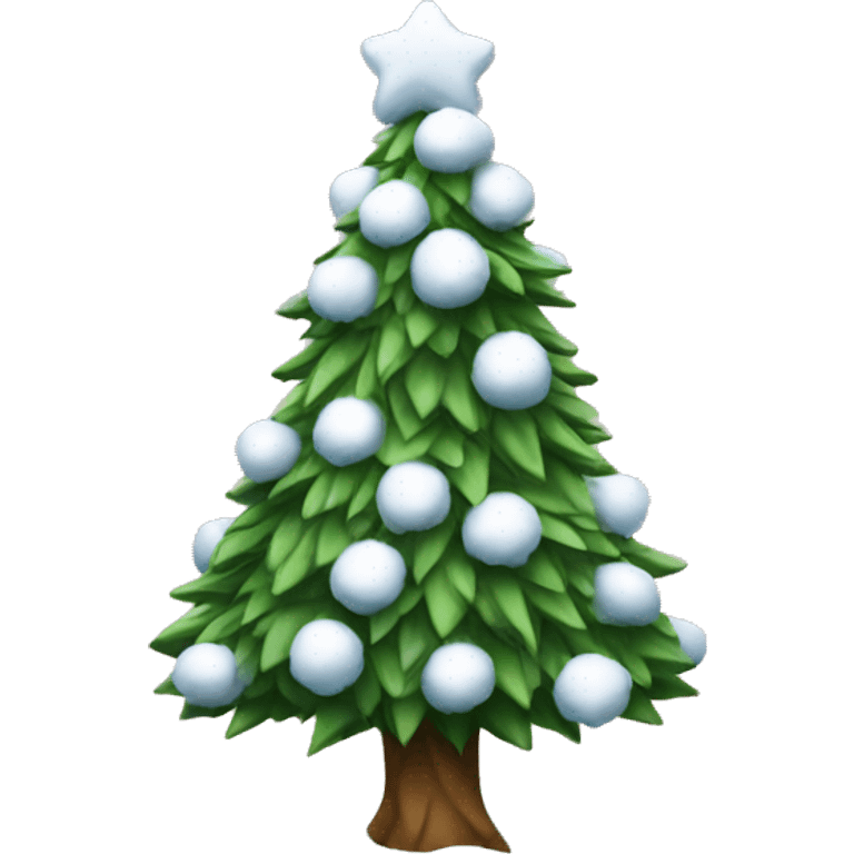 an undecorated christmas tree with snow on the leaves emoji