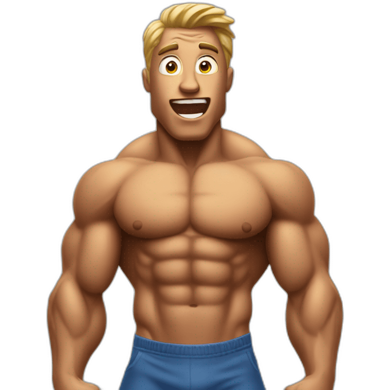 bodybuilder posing and surprised emoji