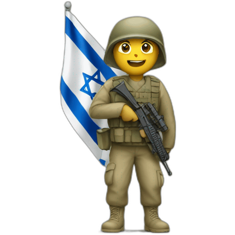 A soldier holding an Israeli flag emoji