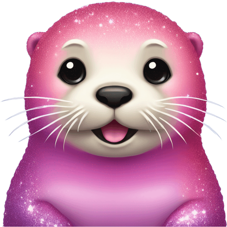 Pink ombre sea otter with glitter  emoji