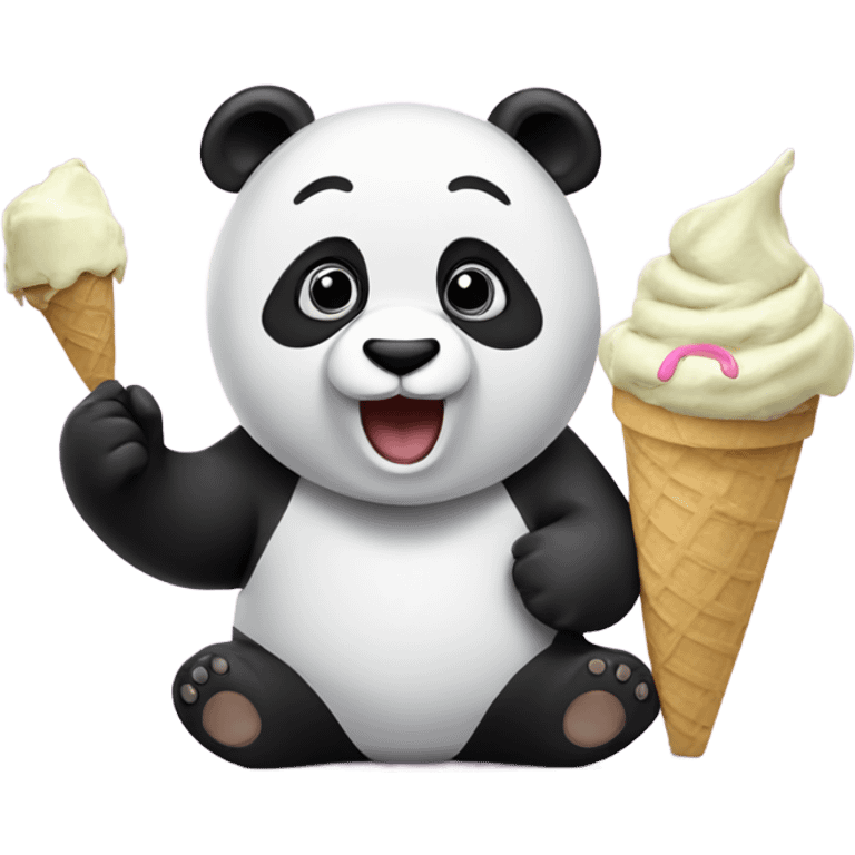 Panda eating ice cream emoji