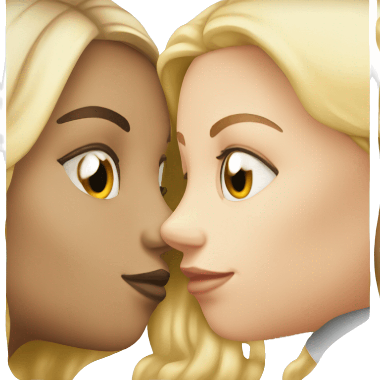 two white girls kissing brunette and blonde emoji