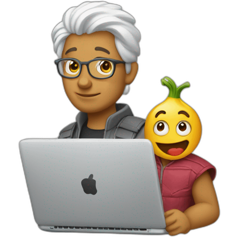 chico usando mcbook emoji