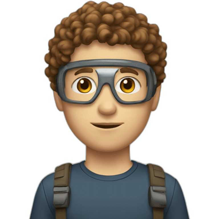 A white boy with brown curly hair and casque gamer emoji