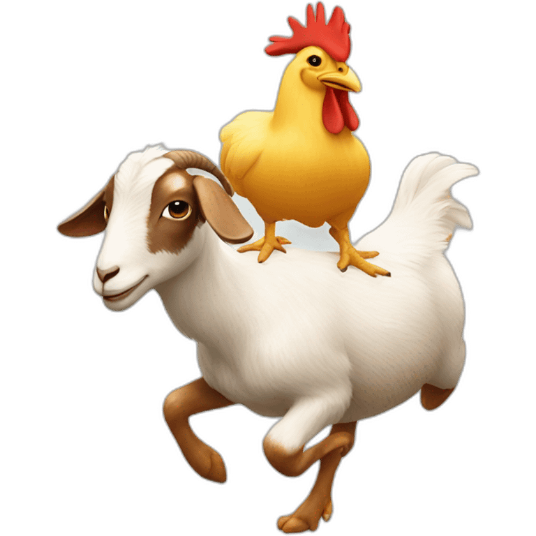 Goat riding a chicken emoji