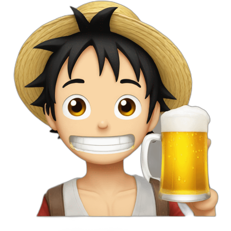 Luffy drinking beer emoji