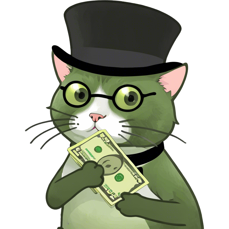 cat holding a bunch of money emoji