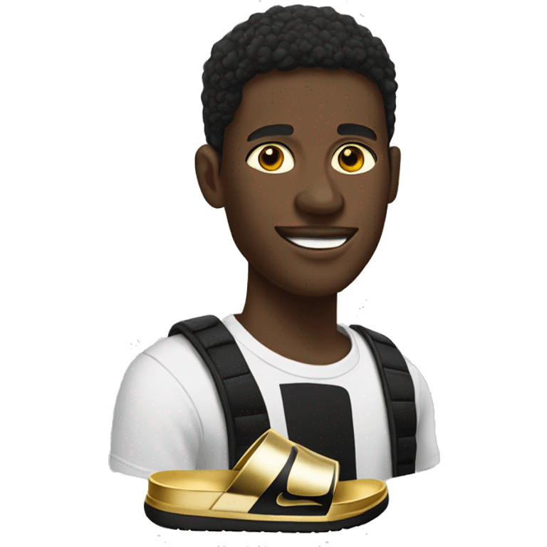 Black dude with gold grill in Nike slides emoji