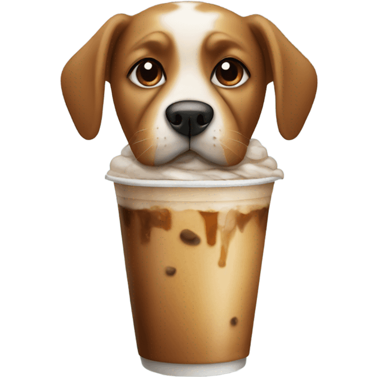 Dog with an iced coffee  emoji