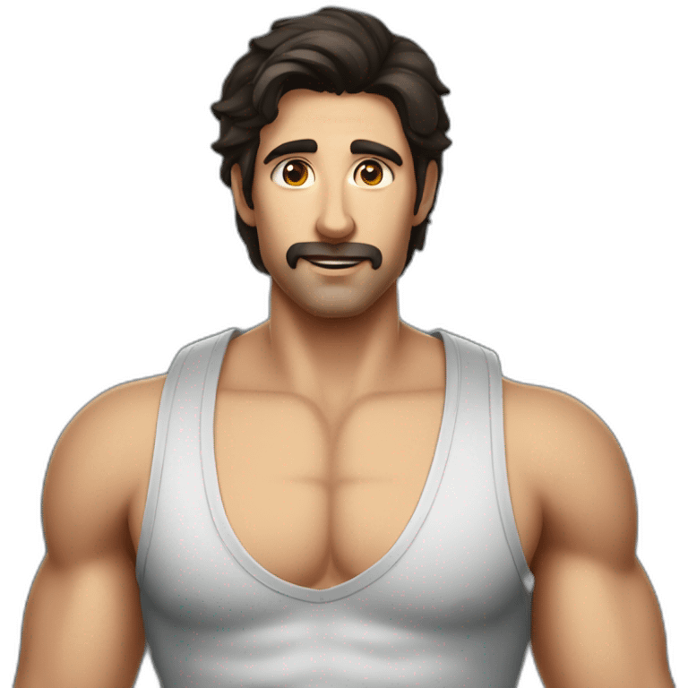 handsome mathematician with dark hair in boxers emoji