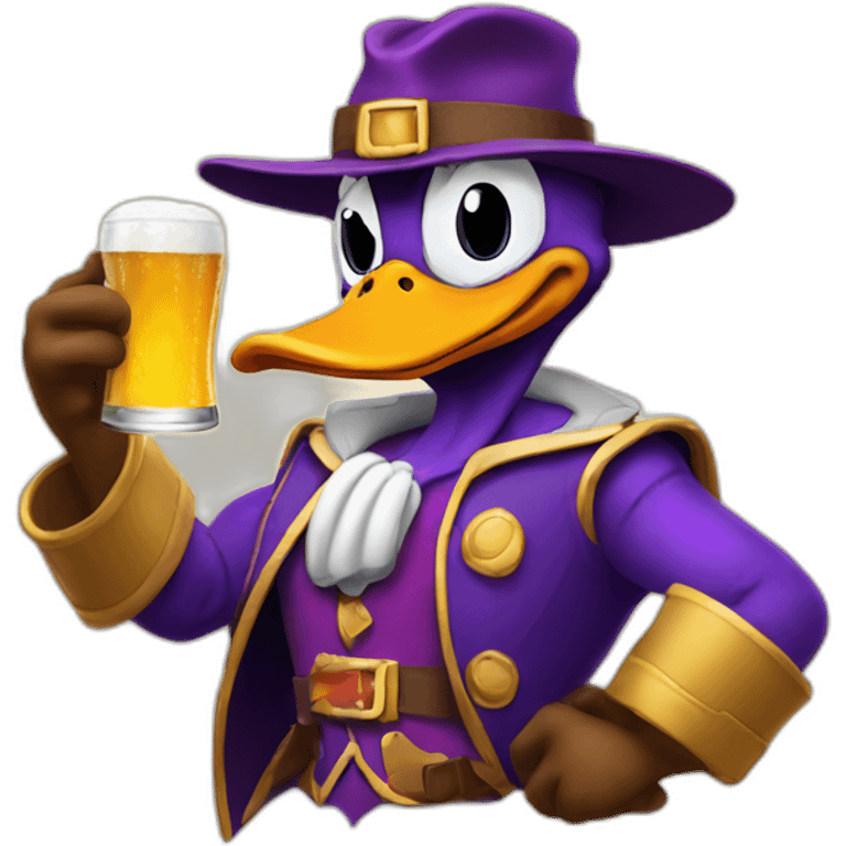 Darkwing Duck holding a beer emoji