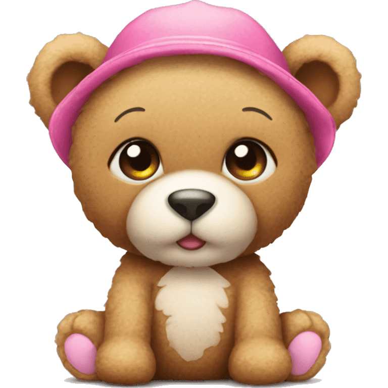 Cute teddy with a pink now emoji