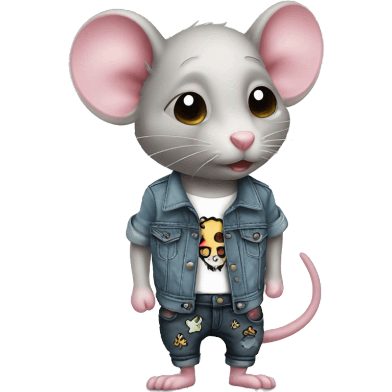 kawaii punk tattooed rat with jeans emoji