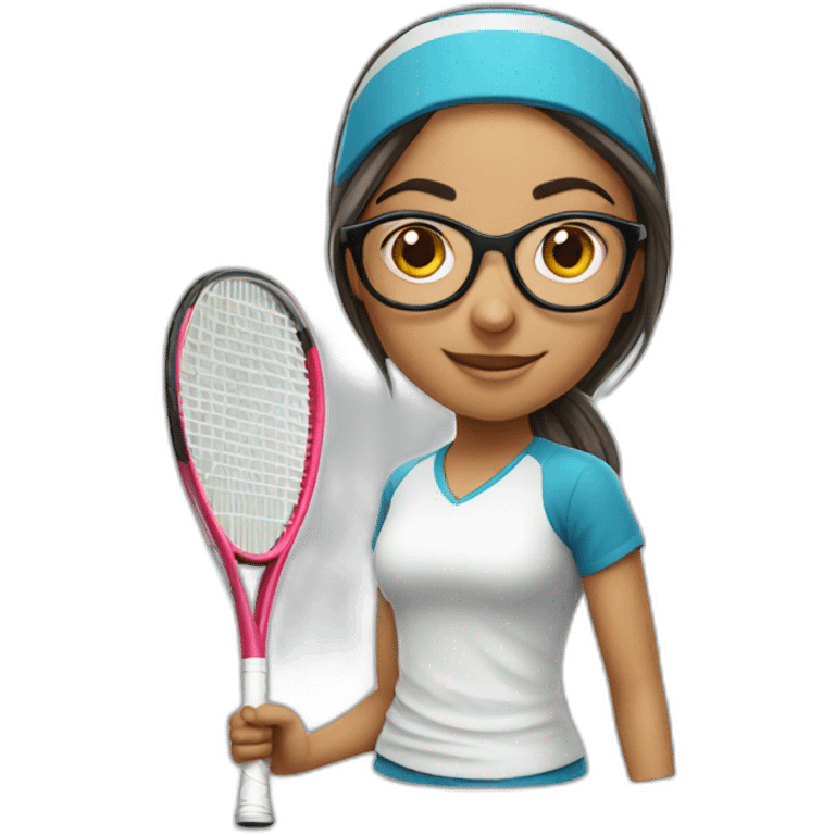 Turkish girl with eyeglasses playing tennis emoji