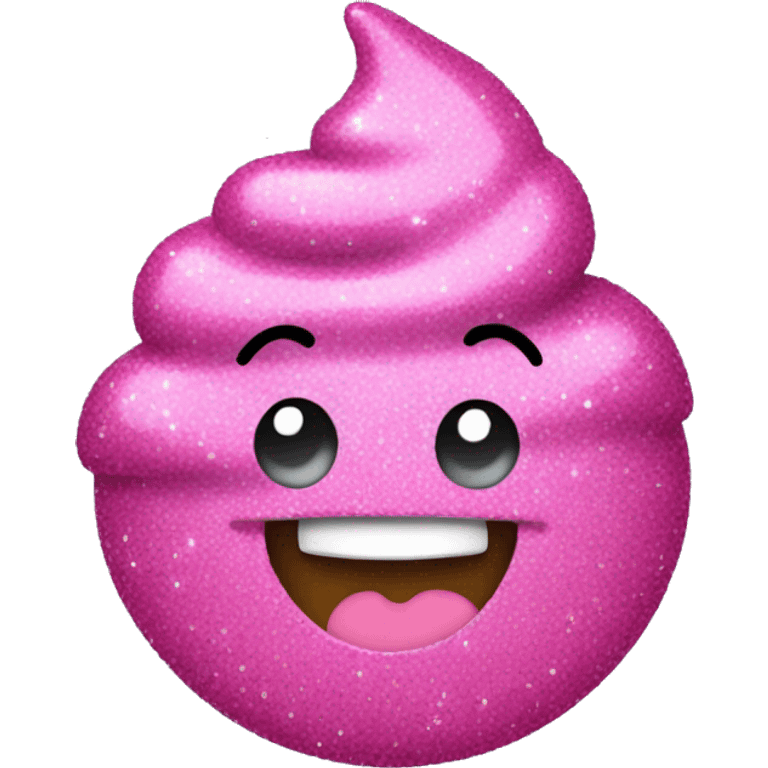 Pink glittery poop emoji smiling emoji