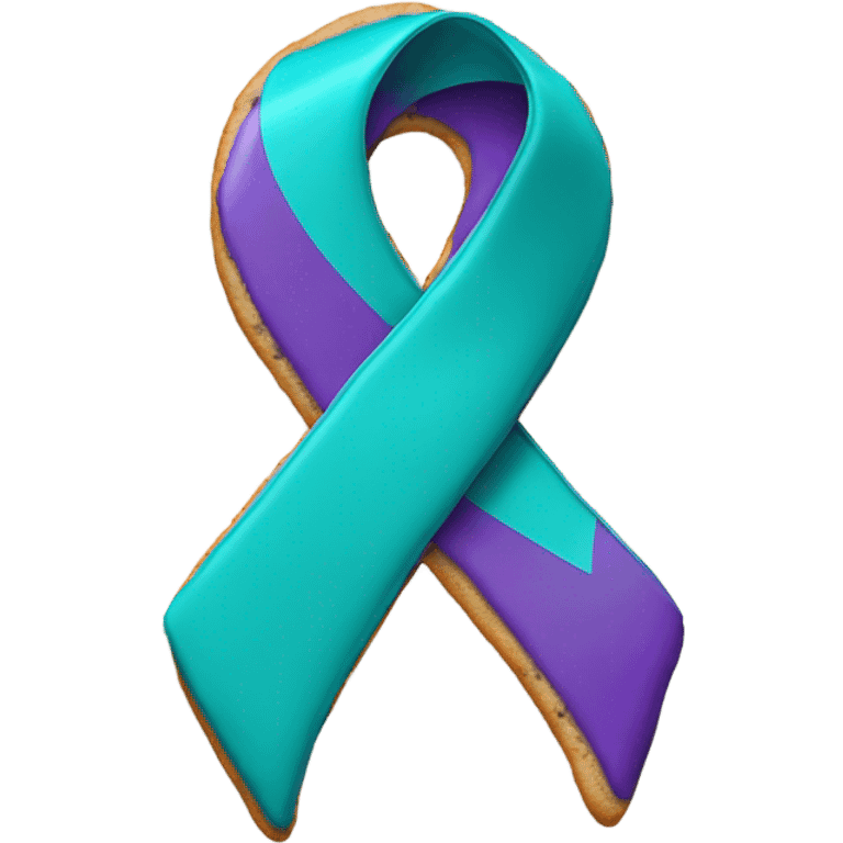 Purple teal Suicide awareness ribbon, cookie heart emoji