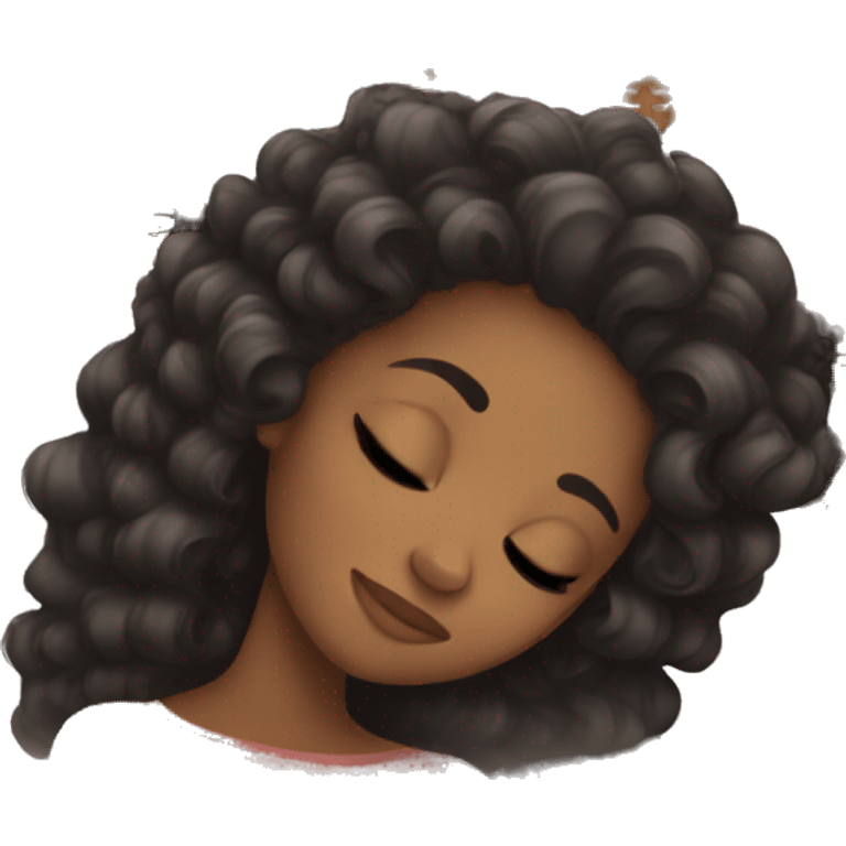 Black girl curly hair sleeping  emoji